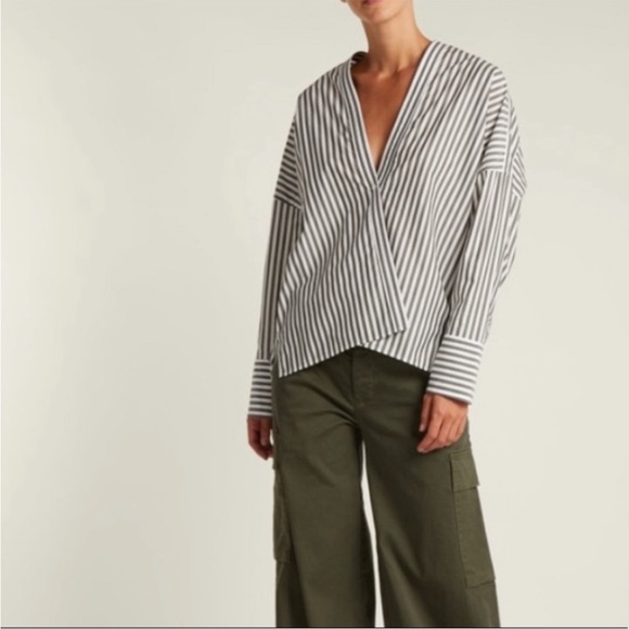 Nili Lotan Sabine Striped Shirt Single Button Blue White Stripe - Size XS - Picture 15 of 16